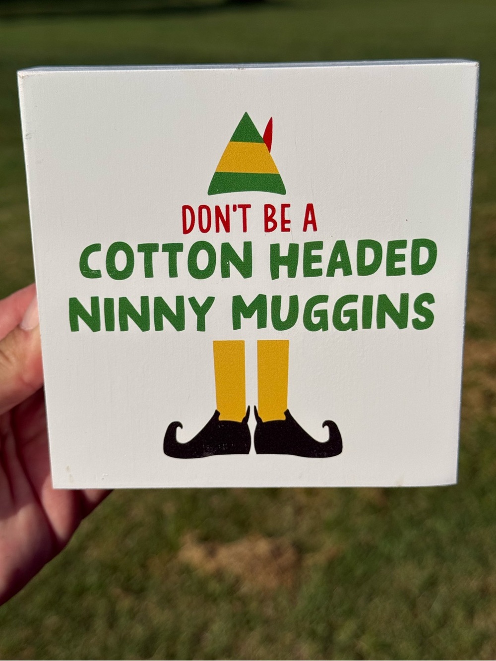 Cotton Headed Ninny Muggins Decorative Block - Sign 5”- NEW